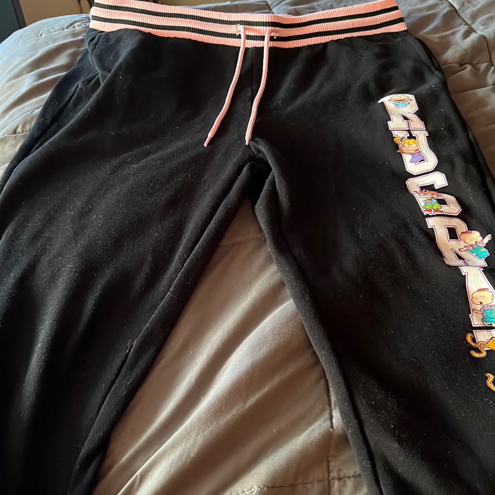 Pink and black Rugrats Nickelodeon certified joggers.